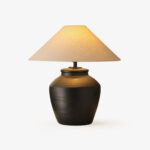 Rustic Black Ceramic Table Lamp - Image 17