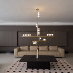 Brass Glass Drop Chandelier - Image 3