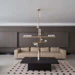 Brass Glass Drop Chandelier - Image 9