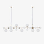 Brass Glass Globe Chandelier
