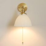 Brass Pleated Ceramic Wall Lamp - Image 13
