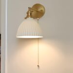 Brass Pleated Ceramic Wall Lamp - Image 6