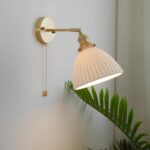 Brass Pleated Ceramic Wall Lamp - Image 15