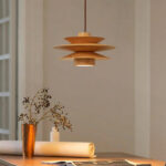 Cascade Wooden Disc Pendant Lamp - Image 2