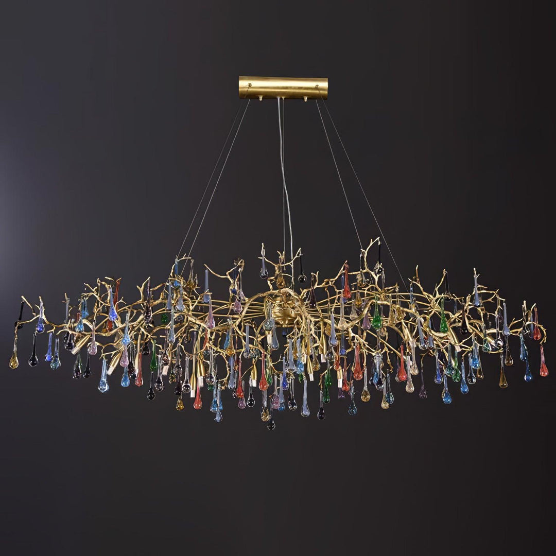 Colorful Raindrop Brass Branch Chandelier - Image 12
