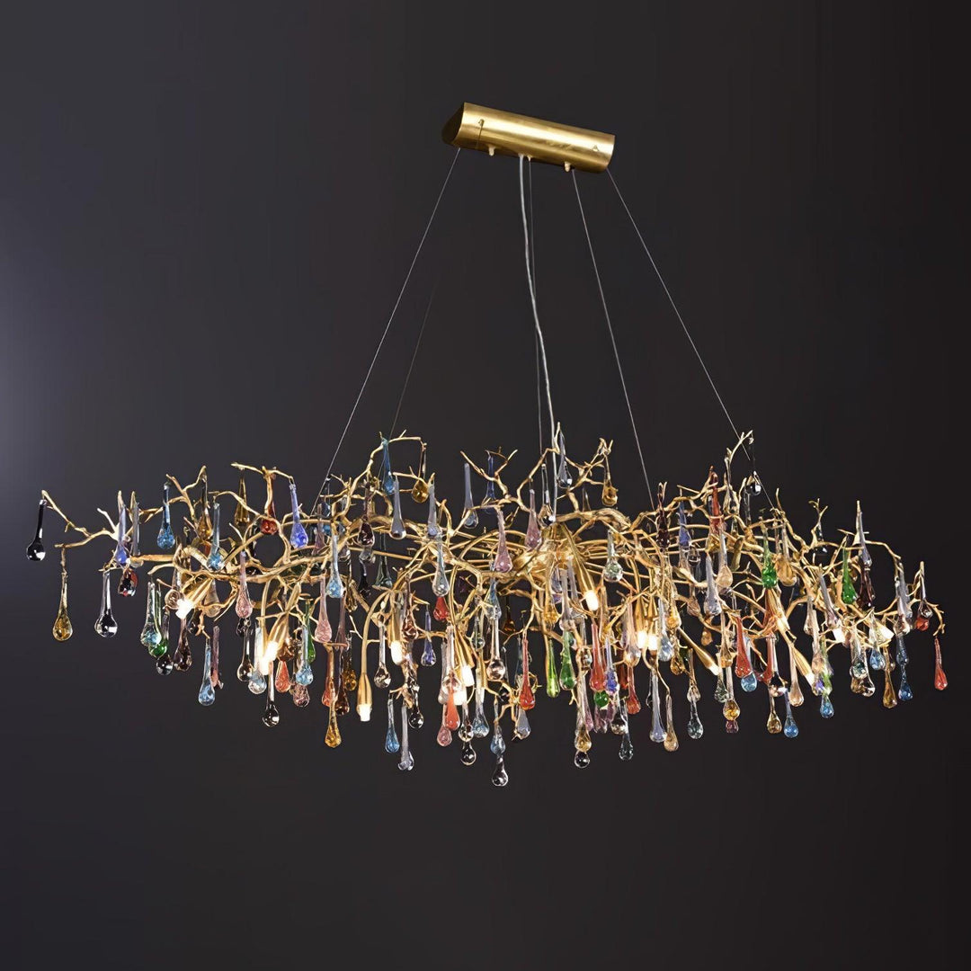 Colorful Raindrop Brass Branch Chandelier - Image 13