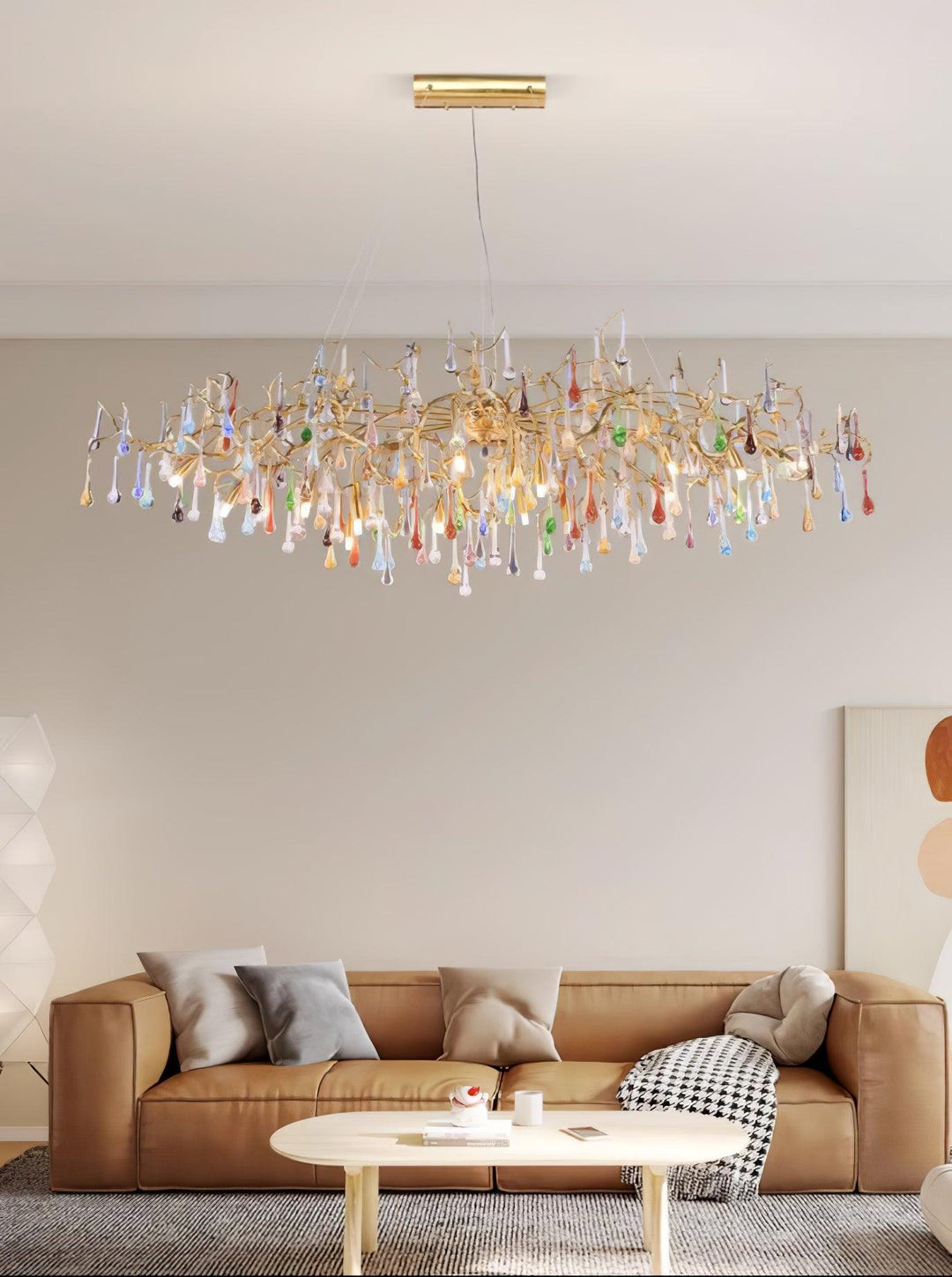 Colorful Raindrop Brass Branch Chandelier - Image 3