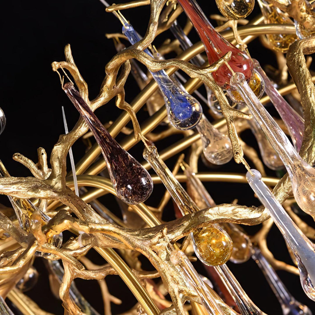 Colorful Raindrop Brass Branch Chandelier - Image 15