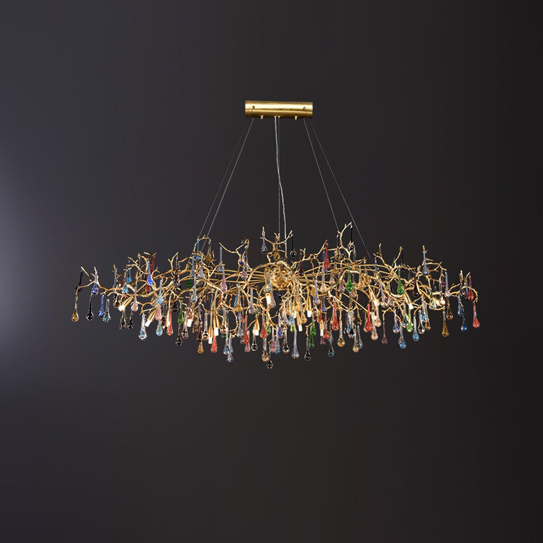 Colorful Raindrop Brass Branch Chandelier - Image 16