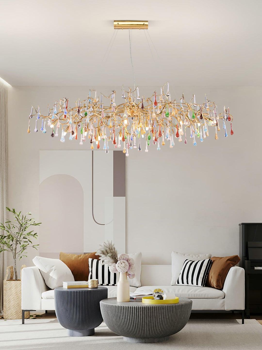 Colorful Raindrop Brass Branch Chandelier - Image 6