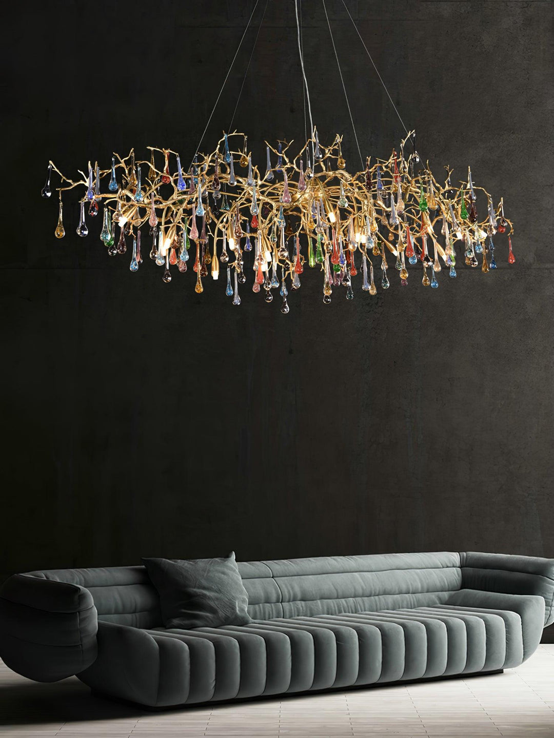 Colorful Raindrop Brass Branch Chandelier - Image 18