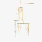 Brass Glass Drop Chandelier