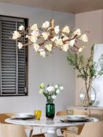 Flower Bloom Branch Brass Chandelier - Image 17