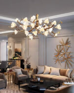 Flower Bloom Branch Brass Chandelier - Image 9