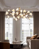 Flower Bloom Branch Brass Chandelier - Image 10