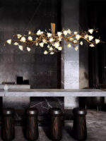 Flower Bloom Branch Brass Chandelier - Image 12