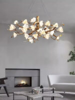 Flower Bloom Branch Brass Chandelier - Image 15