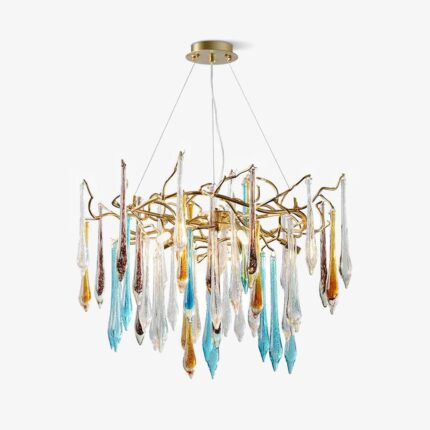 Gold Round Teardrop Chandelier