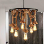 Hemp Rope Industrial Six Head Chandelier - Image 5