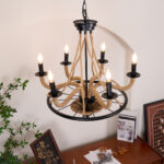 Hemp Rope Industrial Large Wheel Chandelier - Image 11