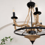 Hemp Rope Industrial Large Wheel Chandelier - Image 9