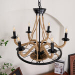 Hemp Rope Industrial Large Wheel Chandelier - Image 12
