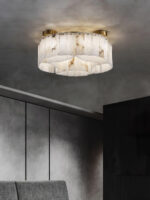 Luxe Alabaster Brass Ceiling Lamp - Image 15