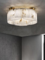 Luxe Alabaster Brass Ceiling Lamp - Image 5