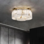 Luxe Alabaster Brass Ceiling Lamp - Image 3