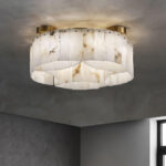 Luxe Alabaster Brass Ceiling Lamp - Image 2
