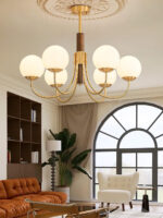 Midas Touch Walnut Sphere Chandelier - Image 11
