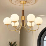 Midas Touch Walnut Sphere Chandelier - Image 4