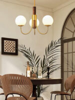 Midas Touch Walnut Sphere Chandelier - Image 7