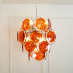 Murano Orange Disk Glass Chandelier - Image 13