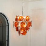 Murano Orange Disk Glass Chandelier - Image 19