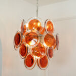Murano Orange Disk Glass Chandelier - Image 5