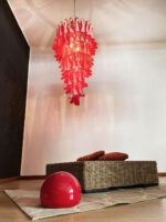 Murano Red Petals Spiral Chandelier - Image 9