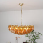 Murano Rhombus Amber Glass Chandelier - Image 3