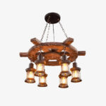 Nautical Industrial Style Wooden Chandelier - Image 5