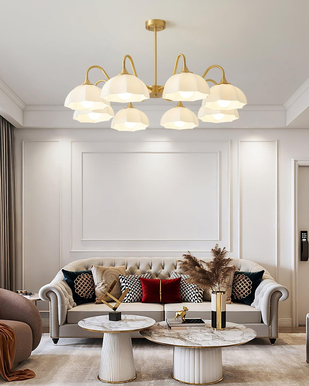 Octagonal Glass Bowl Chandelier - Image 8