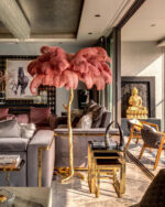 Ostrich Feather Brass Floor Lamp - Image 3