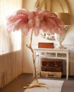 Ostrich Feather Brass Floor Lamp - Image 5