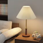 Pleated Walnut Table Lamp - Image 3