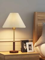 Pleated Walnut Table Lamp - Image 2