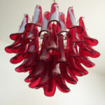 Red Glass Murano Petals Chandelier - Image 14