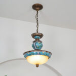 Retro Floral Resin Pendant Light - Image 5