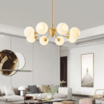 Ribbed Glass Ball Chandelier - Image 4