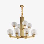 Ribbed Glass Brass Chandelier - Image 5