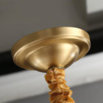 Ribbed Glass Brass Chandelier - Image 18