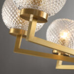 Ribbed Glass Brass Chandelier - Image 20